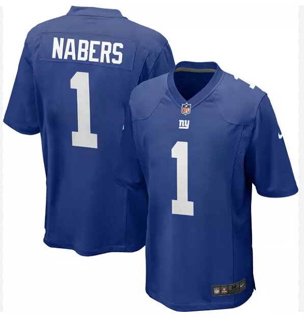 Men New York Giants #1 Malik Nabers Royal Blue 2024 Nike NFL Game Jersey->new york giants->NFL Jersey